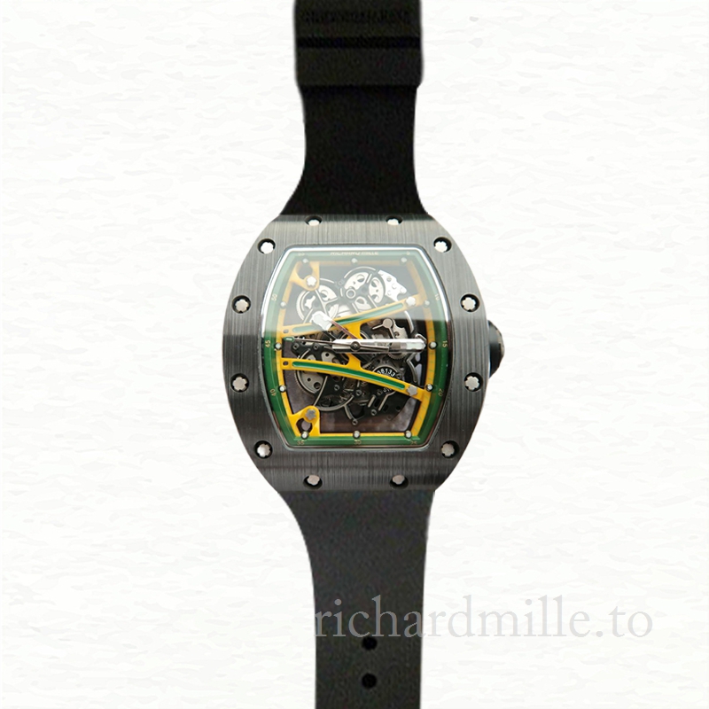 Richard Mille RM061 Men Hand Wind Rubber Band Skeleton Dial Stainless Steel