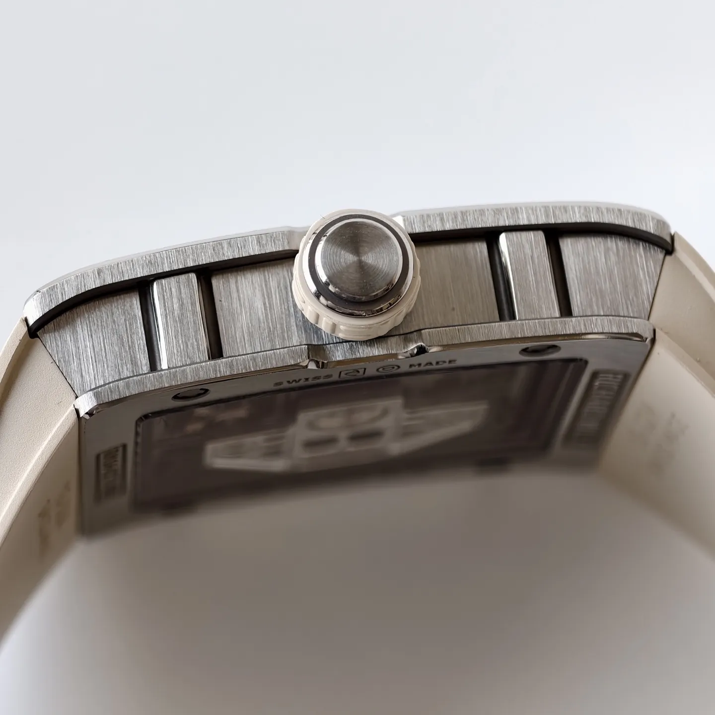 UMI RM 16-02 Extra Flat Brushed Titanium Beige Rubber Strap Replica Watch
