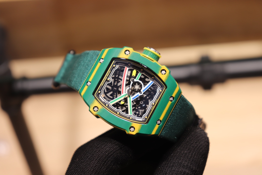 Best Replica Richard Mille RM 67-02 Skeleton Dial Watch With Green Fabric Strap