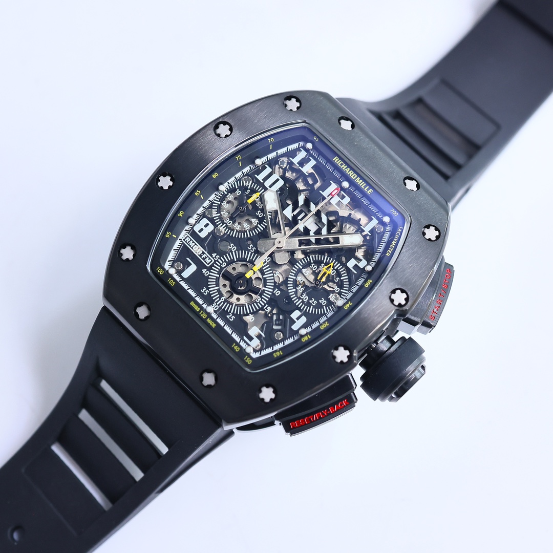 Swiss Richard Mille RM 011-FM Replica Men’s Sporty Watch – Black Rubber Strap