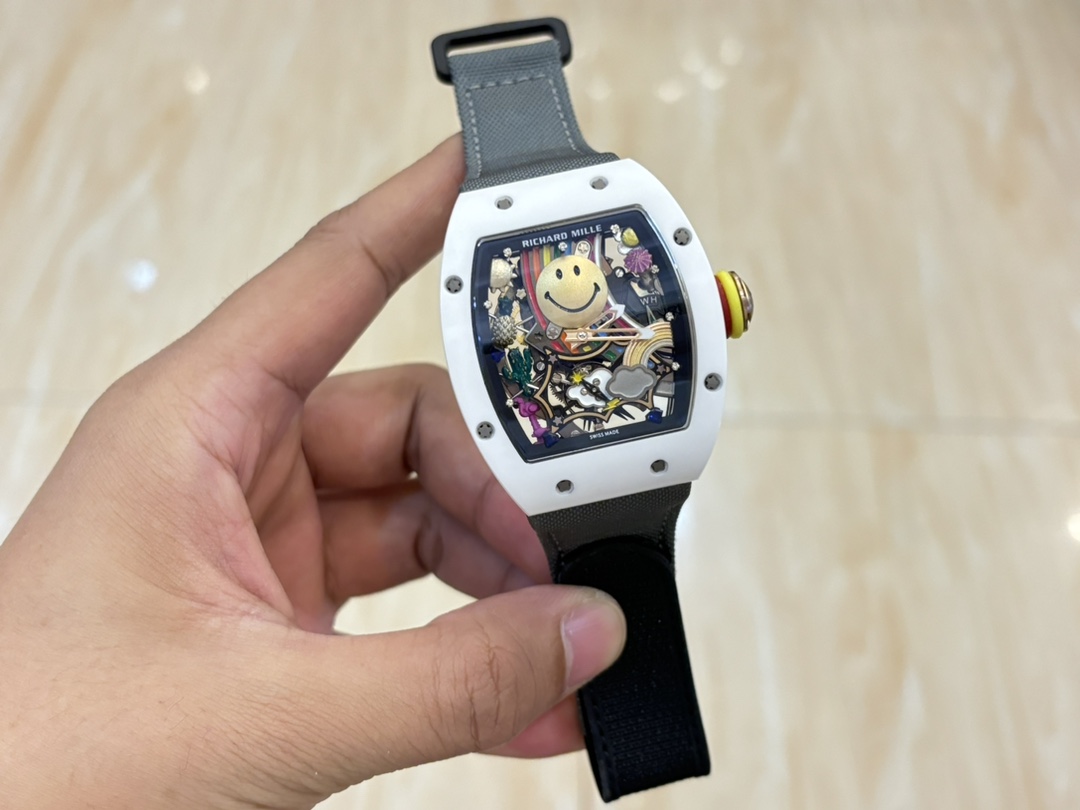 Richard Mille RM 88 Replica – White Ceramic, Black Strap, Swiss Tourbillon Look