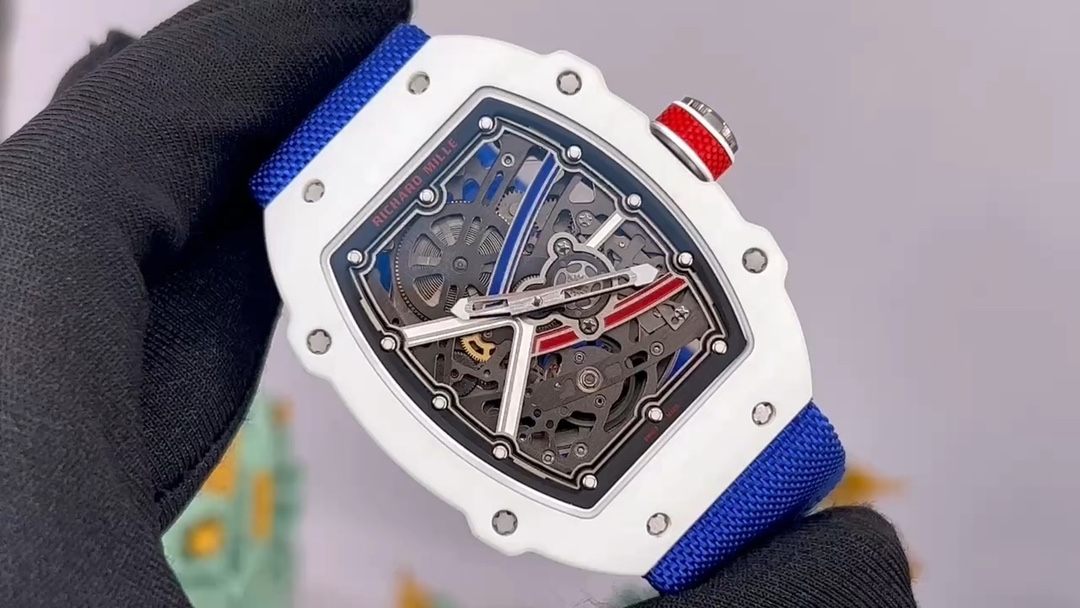 Ultra-Thin Swiss Richard Mille RM 67-02 Replica Alexis Pinturault – White Carbon TPT Case, Skeleton Dial, Blue Strap