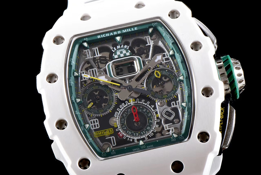Richard Mille Replica RM 011-03 White Rubber Strap Open-face Digital Dial