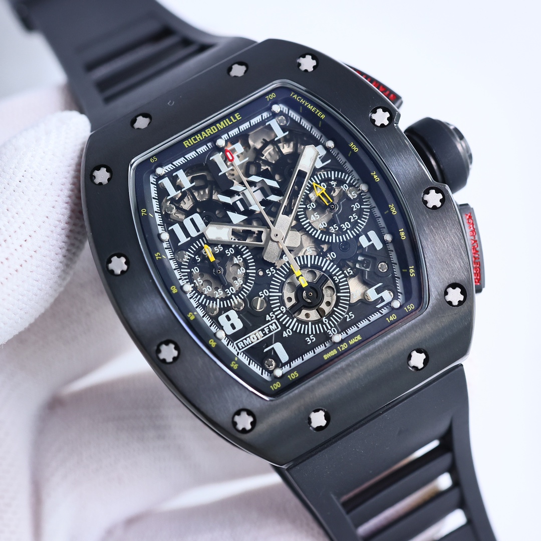 Swiss Richard Mille RM 011-FM Replica Men’s Sporty Watch – Black Rubber Strap