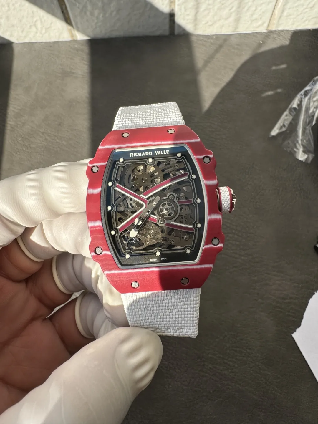 Richard Mille RM 67-02 Super Clone Ultra Thin Skeleton Dial Quartz TPT Red White Case