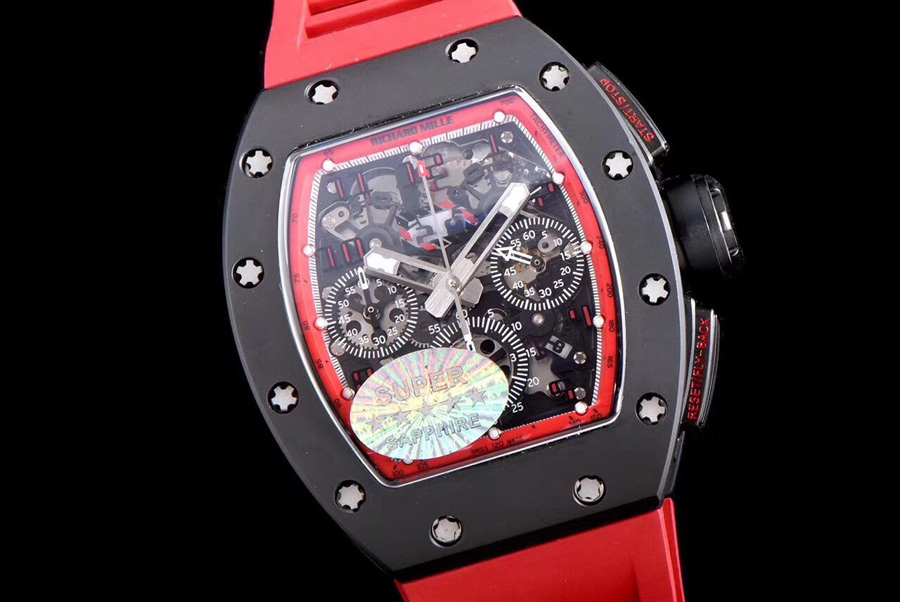 Richard Mille Replica RM 011 Red Rubber Strap