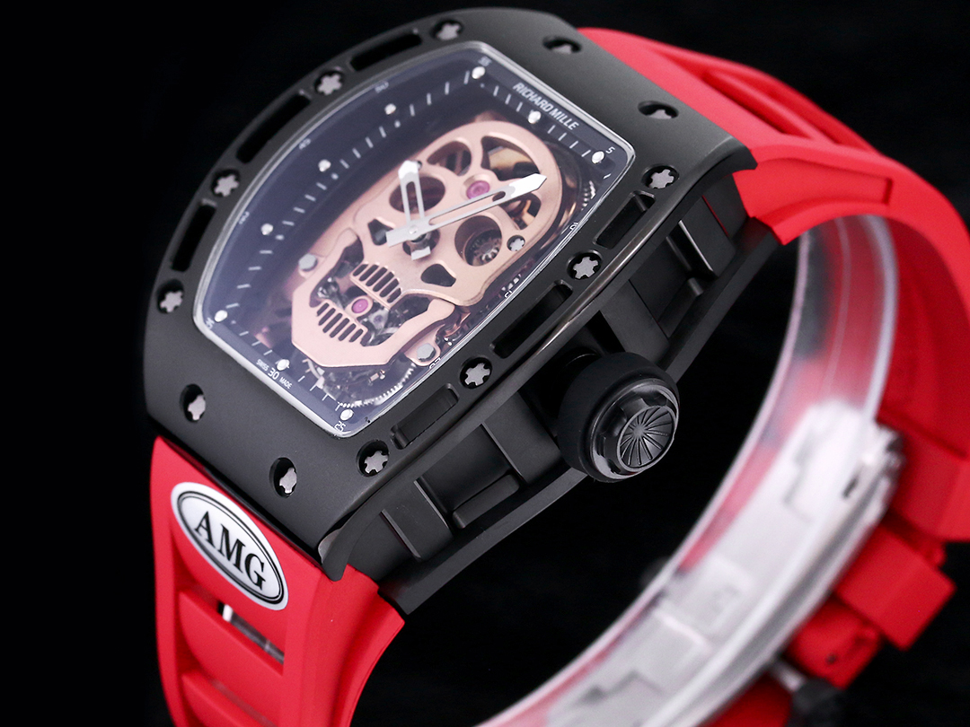 Best Swiss Replica RICHARD MILLE RM 52 Watch – Skeleton Tourbillon , Red Strap