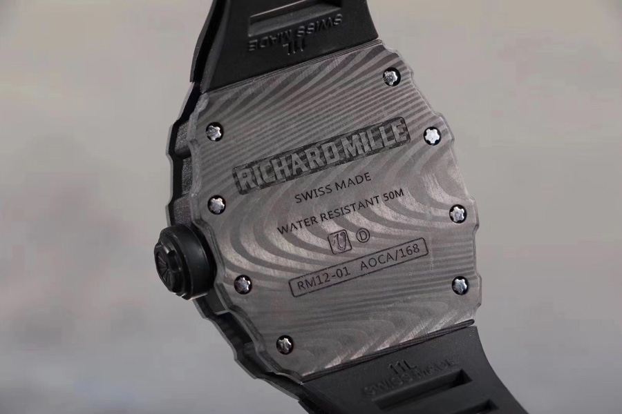 Richard Mille Replica RM 12-01 Black Rubber Strap
