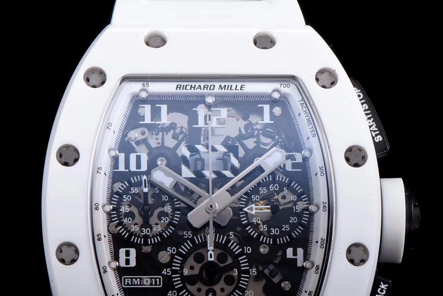 Richard Mille Replica RM 011 White Strap White Dial With Openwork Face