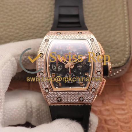 RM011 Felipe Massa Chrono KVF Rose Gold &amp; Diamonds Skeleton Dial 7750