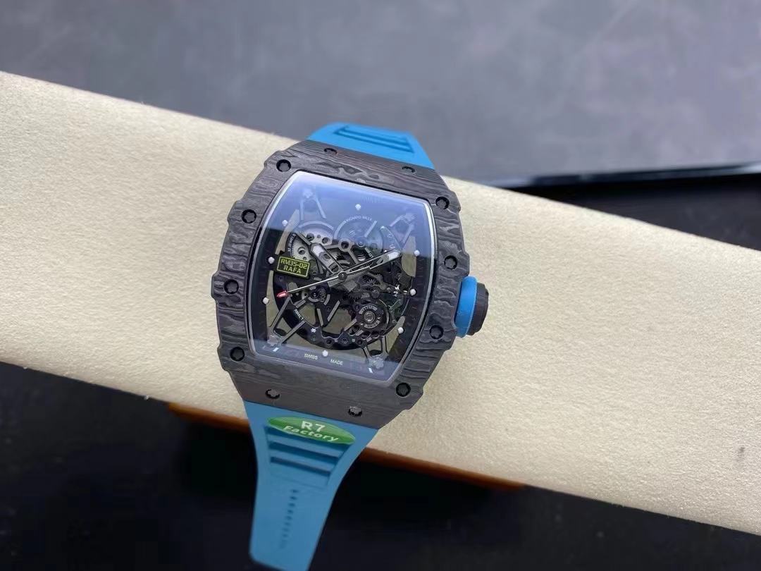 Replica Richard Mille RM 35-02 Swiss NTPT Carbon Fiber Case, Blue Rubber Strap Watch