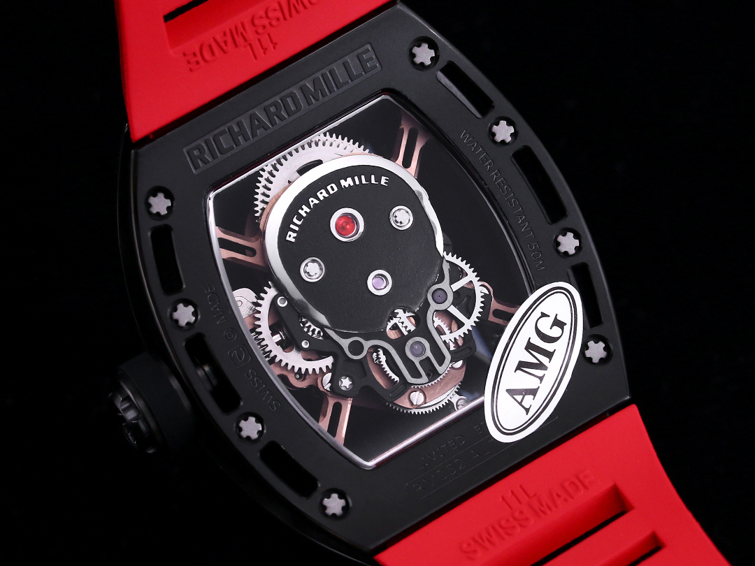 Best Swiss Replica RICHARD MILLE RM 52 Watch – Skeleton Tourbillon , Red Strap