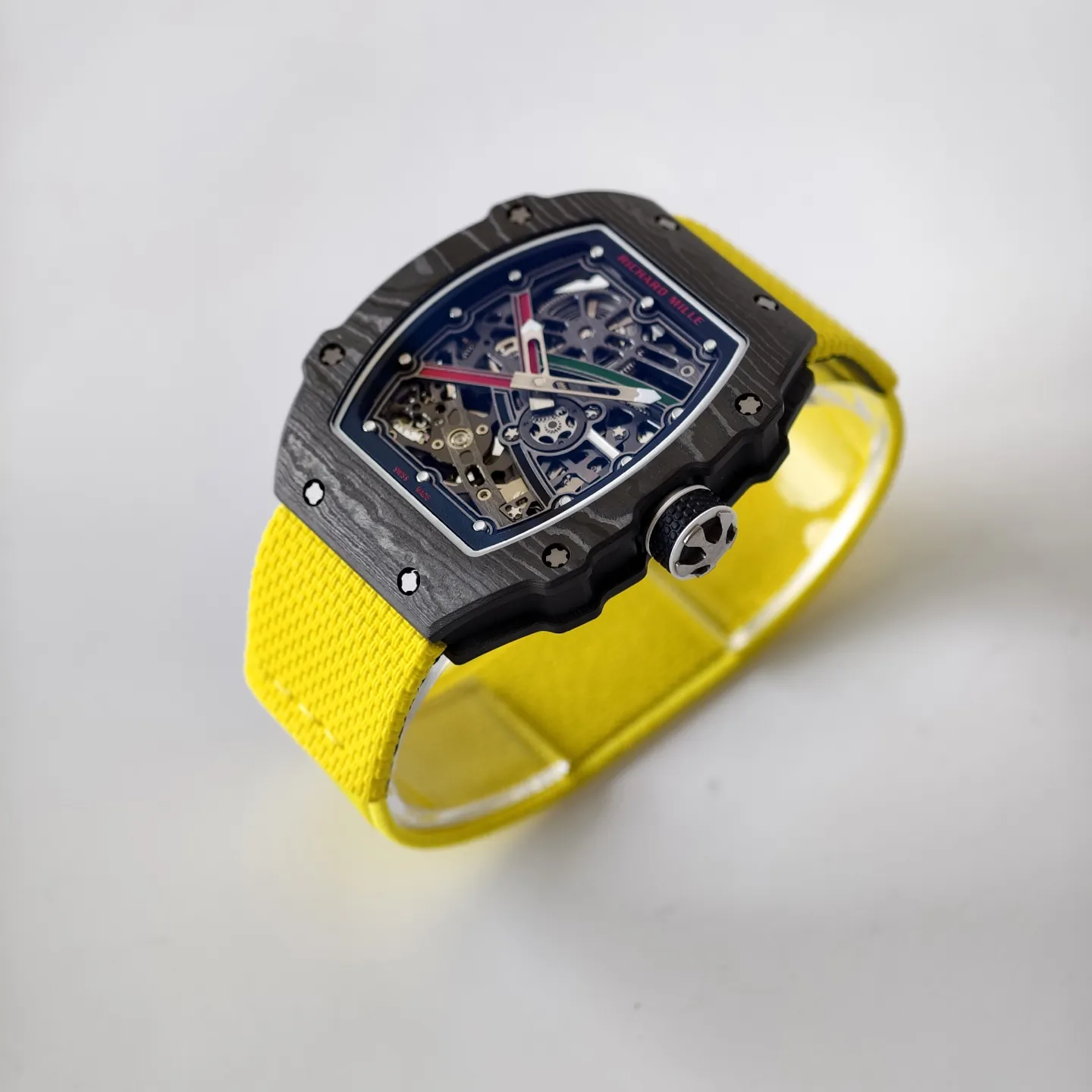 UMI Richard Mille RM 67-02 UAE Edition Black Carbon TPT Yellow Strap Skeleton Replica Watch