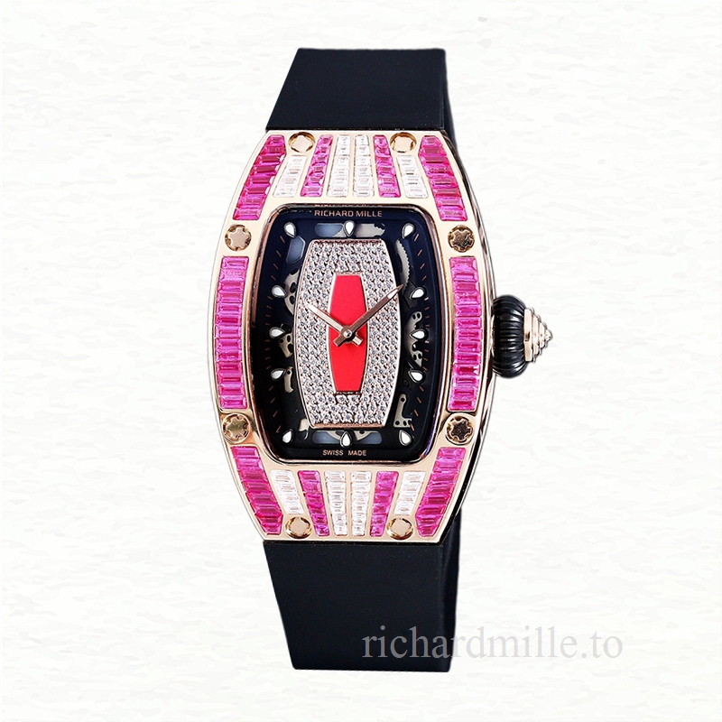 Richard Mille RM 07-01 Ladies Automatic Watch Red With Diamonds Dial