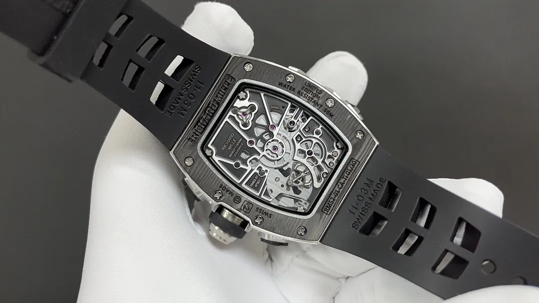 Richard Mille RM 62-01 Tourbillon Vibrating Alarm Watch Carbon TPT Case Skeleton Dial Super Clone