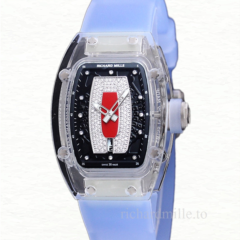 Richard Mille RM 07-02 Ladies Automatic Acrylic Watch Red With Diamonds Dial