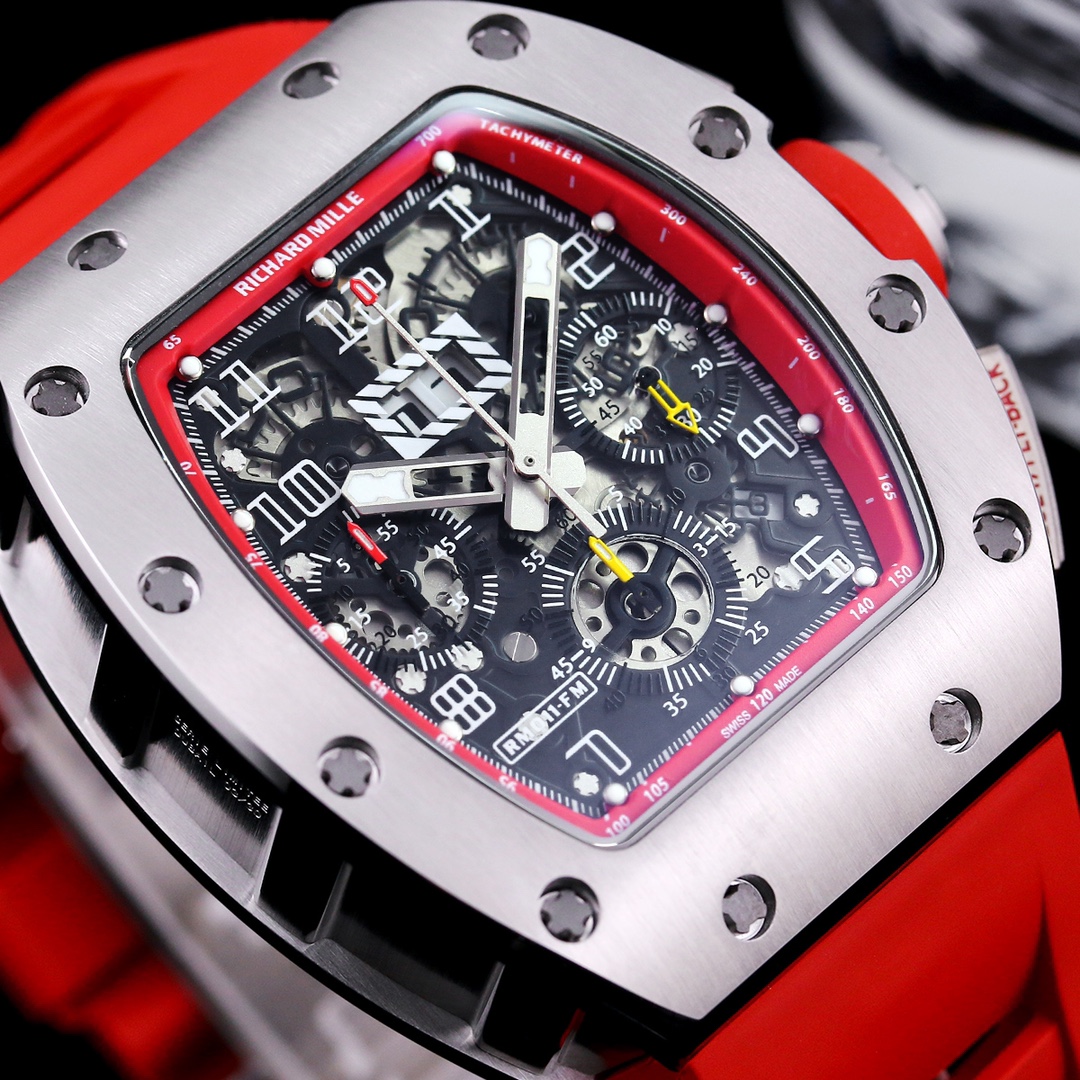 Richard Mille RM 011-FM Replica – Red Rubber Strap &amp; Precision Swiss Movement For Elite Style