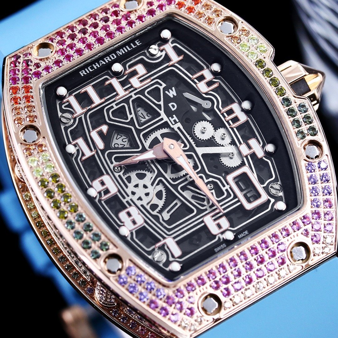 Swiss Richard Mille RM 67-01 Replica For Stylish Gentlemen – Skeleton Dial, Blue Rubber Strap, Ultra-Thin Case