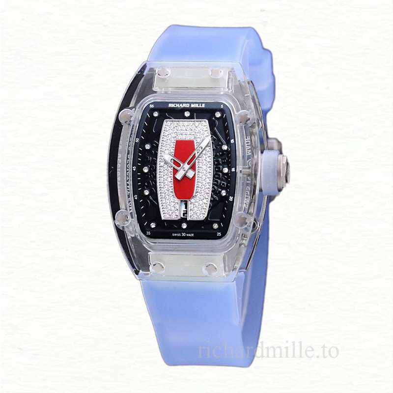 Richard Mille RM 07-02 Ladies Automatic Acrylic Watch Red With Diamonds Dial