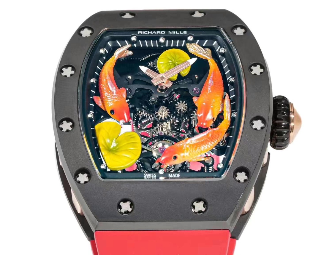 Replica Richard Mille RM S10 Koi Tourbillon Watch – Red Rubber Strap, Quality