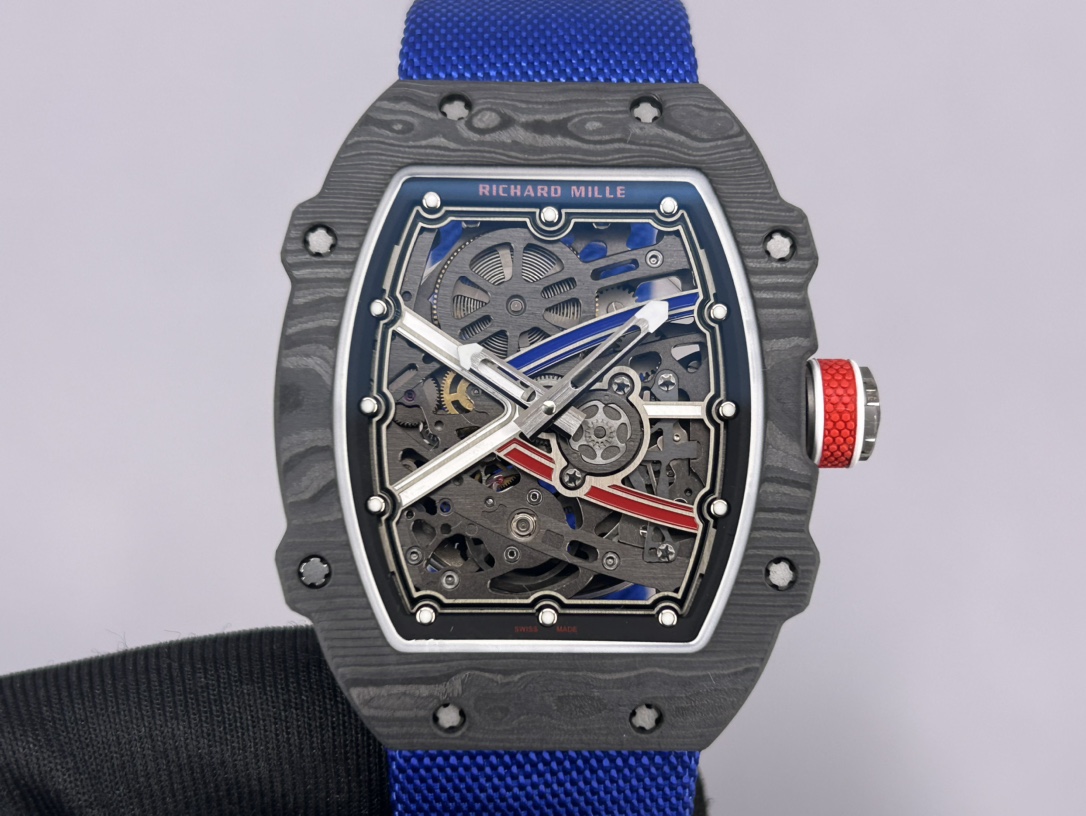 Richard Mille RM 67-02 Sebastian Ogier Replica Swiss Extra Flat Watch For Men – Skeleton Dial with Blue Nylon Strap