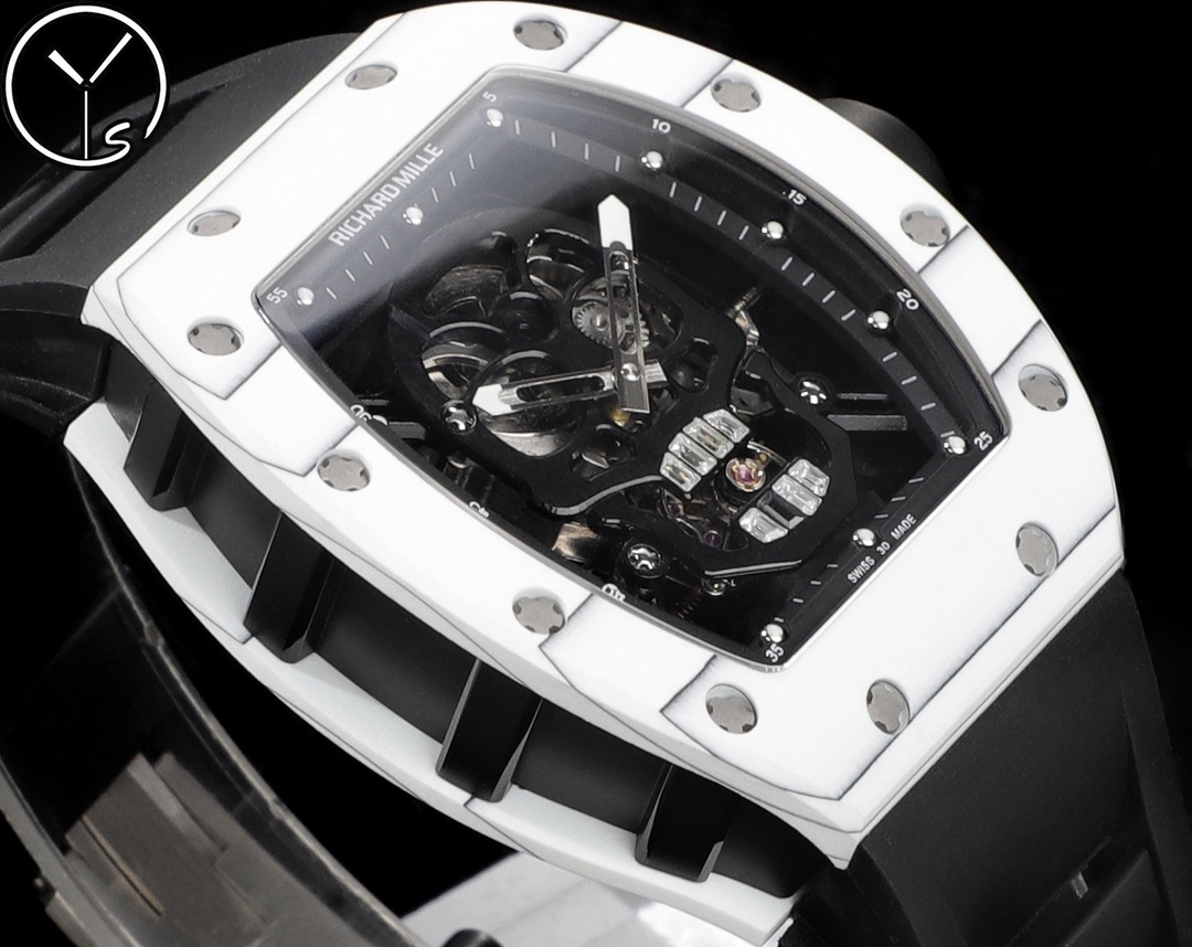 Best Swiss Replica Richard Mille RM52 Skull Tourbillon Watch with Rubber Strap